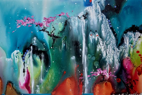 On the Shores of Love by Danielle O'Connor Akiyama - Original Painting on Box Canvas